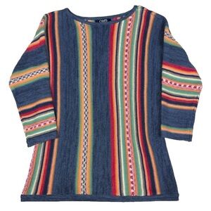 Ralph Lauren Chaps Denim Southwestern Pueblo style Sweater Cotton Linen blend